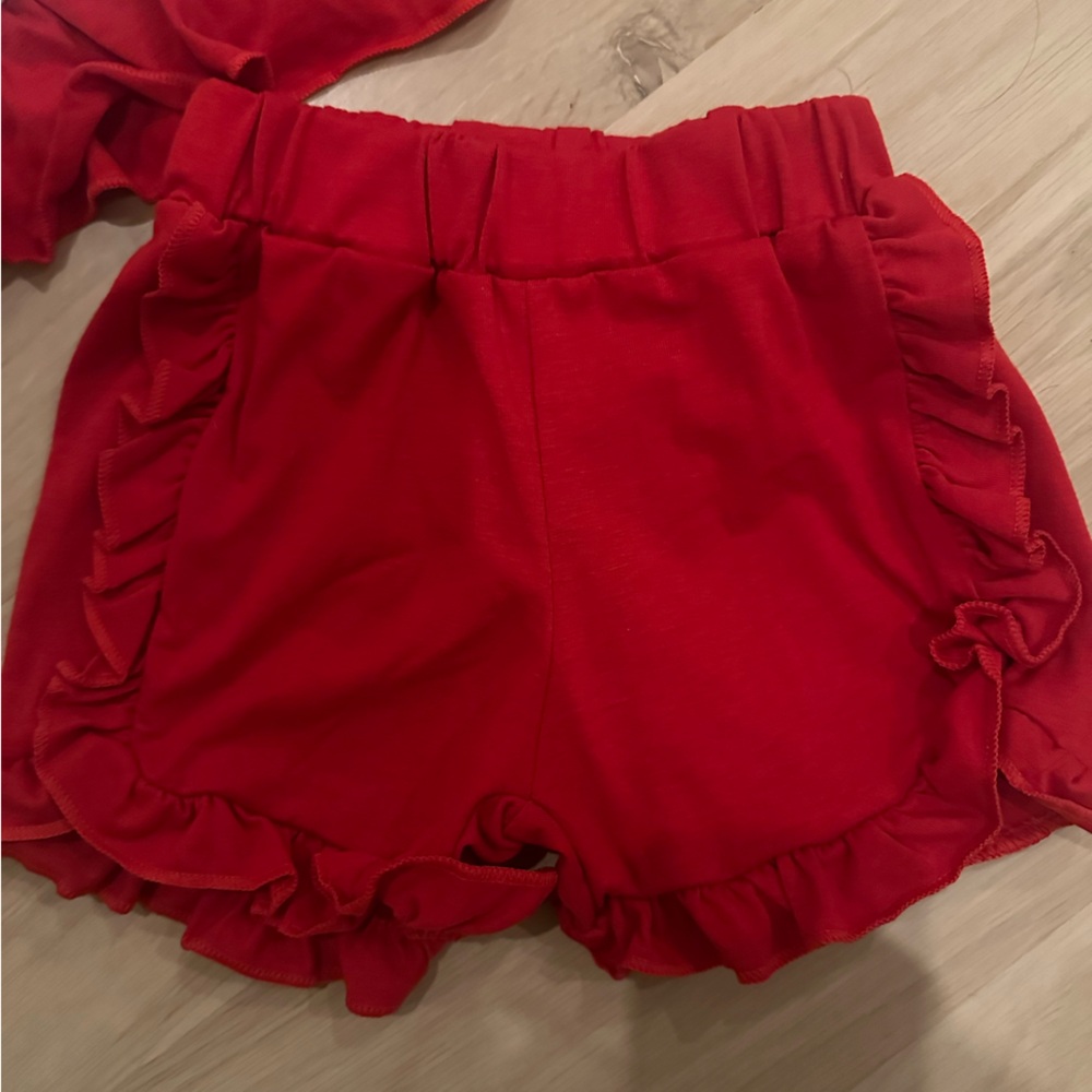 Kids Striped Blue & Red Ruffle Matching Set - Picture 3 of 4